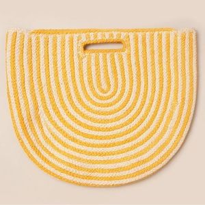 Round Stripped Yellow Woven Tote Bag